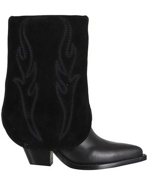 Sonora Boots Western Embroidered Boots - Black