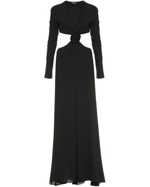Blumarine Knee-Length Bow Dress With Bijou Brooch Detail in