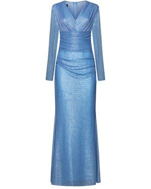 Talbot Runhof Draped Maxi Dress - Blue