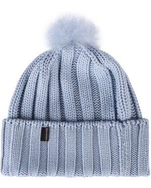 Woolrich Logo Patch Pompom Detailed Beanie - Blue