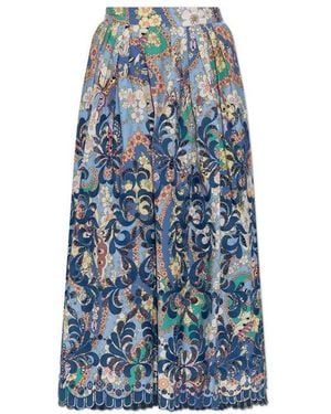 Etro Patterned Cut-Out Skirt - Blue