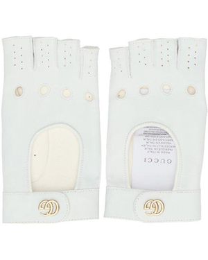 Gucci Logo Plaque Fingerless Gloves - White