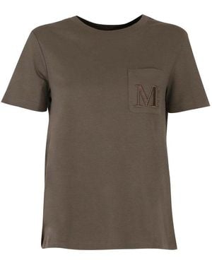 Max Mara 'Max Mara Logo-Embroidered Crewneck T-Shirt - Gray