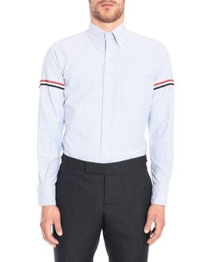 Thom Browne Long Sleeved Grosgrain-Armband Shirt - White