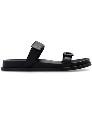 Emporio Armani Emblem Strap Slide Sandals - Black