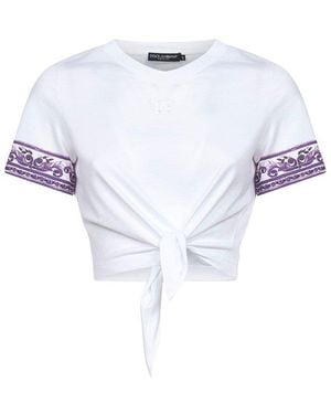 Dolce & Gabbana Majolica Printed Short-Sleeved T-Shirt - White