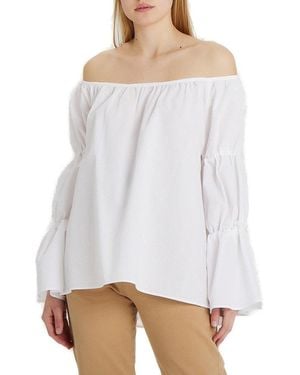 Giorgio Grati Off-Shoulder Long-Sleeved Blouse - White