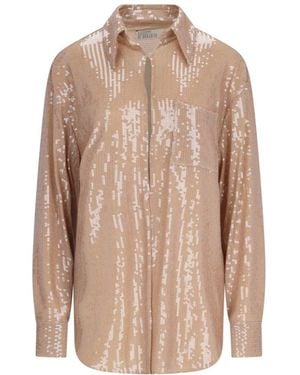 GIUSEPPE DI MORABITO Sequin Long Sleeve Shirt - Natural