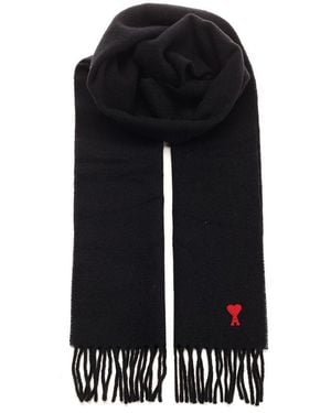 Ami Paris De Coeur Knitted Scarf - Black