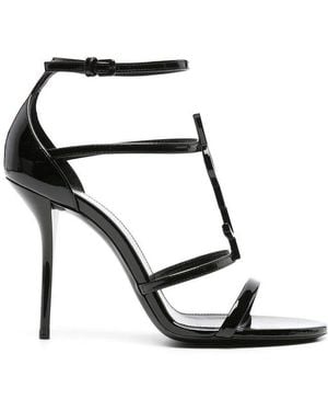 Saint Laurent Leather Cassandra Sandals - Black