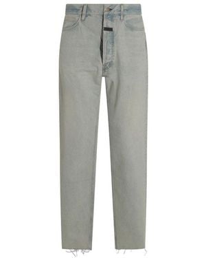 Fear Of God Sraight-Leg Frayed-Edge Jeans - Grey