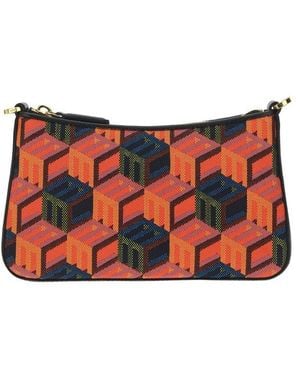 MCM Monogram Zip-Up Mini Shoulder Bag - Red