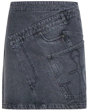 JW Anderson Denim Twisted Miniskirt<Br - Blue
