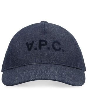 A.P.C. Logo-Printed Denim Baseball Cap - Blue