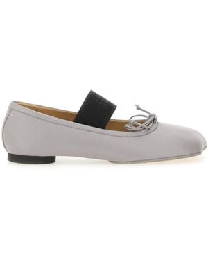 MM6 by Maison Martin Margiela Anatomic Numbers-Motif Bow-Detailed Ballerinas - White