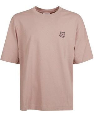 Maison Kitsuné Fox-Patch Crewneck T-Shirt - Pink