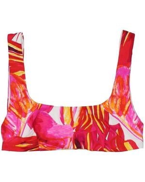 Louisa Ballou Plunge Bikini Top Activewear - Red