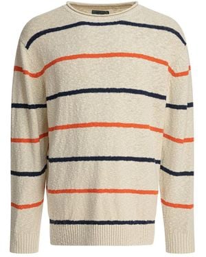 Beams Plus Striped Knit Pullover - Natural