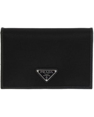 Prada Triangle-Logo Bi-Fold Wallet - Black