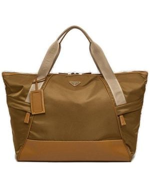 Prada Re-Nylon Zipped Duffle Bag - Brown
