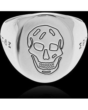 McQueen Skull Signet Ring - Black