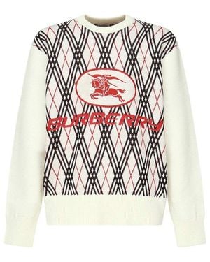 Burberry Argyle Check Crewneck Jumper - White