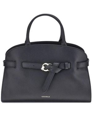 Coccinelle Sabine Logo Stamp Medium Tote Bag - Blue