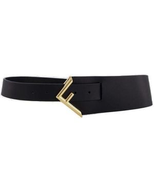 Fendi Logo Plaque Buckle Asymmetric Belt - White