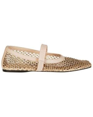 Marni Embellished Mesh Mary Jane Ballet Flats - Natural