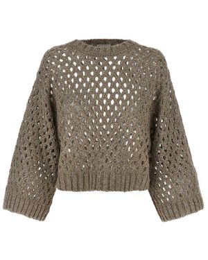 Brunello Cucinelli Crewneck Cropped Jumper - Natural