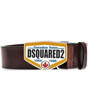 DSquared² Logo Plaque Buckle Belt - Brown