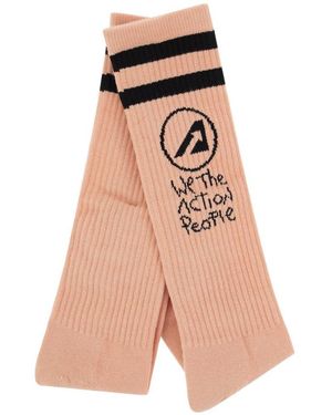 Autry Logo Jacquard Stretch Socks - Pink