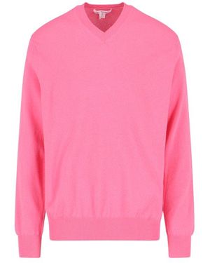 Comme des Garçons V-Neck Wool Sweater - Pink