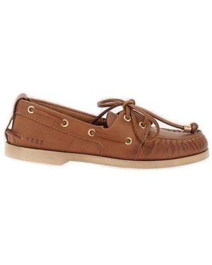 Golden Goose Ruched Lace-Up Loafers - Brown