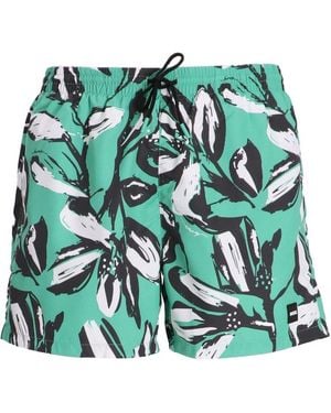 BOSS Pattern-Printed Swim Shorts - Green
