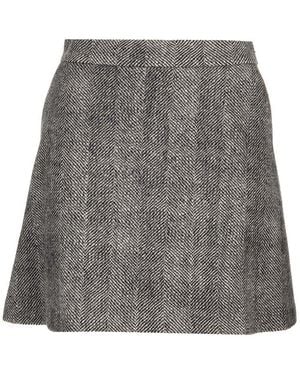 Fabiana Filippi Herringbone A-Line Mini Skirt - Grey