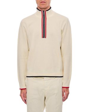 Thom Browne Zip Detailed Funnel-Neck Pullover - Natural