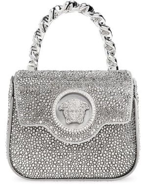 Versace La Medusa Embellished Mini Tote Bag - White