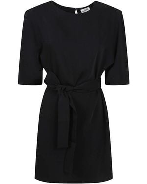 P.A.R.O.S.H. Cady Mini Dress With Waist Belt - Black
