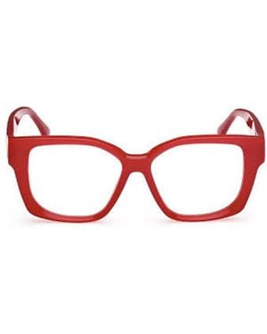 Max Mara Rectangle-Frame Glasses - Red