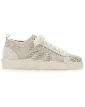Eleventy Lace-Up Knit Trainers - Natural