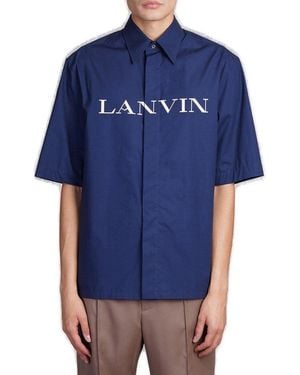 Lanvin Logo Printed Straight Hem Shirt - Blue