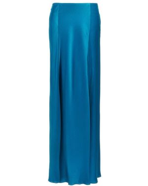 Alberta Ferretti High Waist Satin Long Skirt - Blue