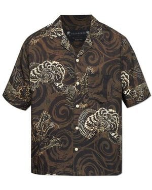 AllSaints Printed Short Sleeve Shirt - Grey