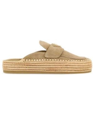 Prada Triangle-Logo Slippers - Brown