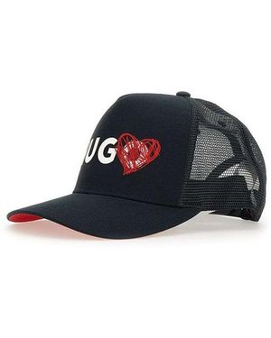HUGO Heart Embroidered Trucker Cap - Black
