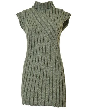 Colville High Neck Twisted Rib Jumper - Green