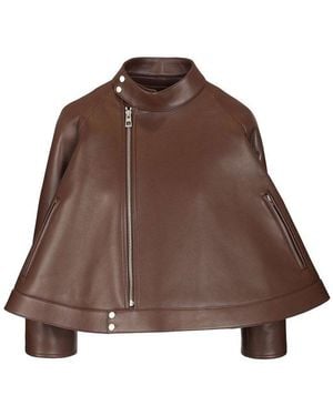 Loewe Zip-Up Flared Jacket - Brown