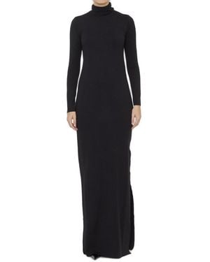 Saint Laurent Raffia Roll Neck Dress. - Black