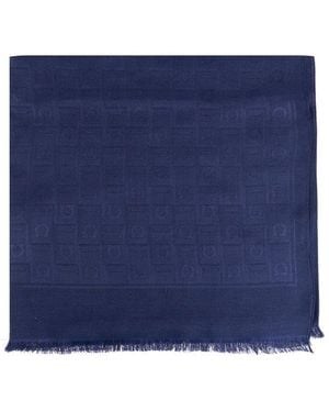Ferragamo Scarf With Monogram - Blue